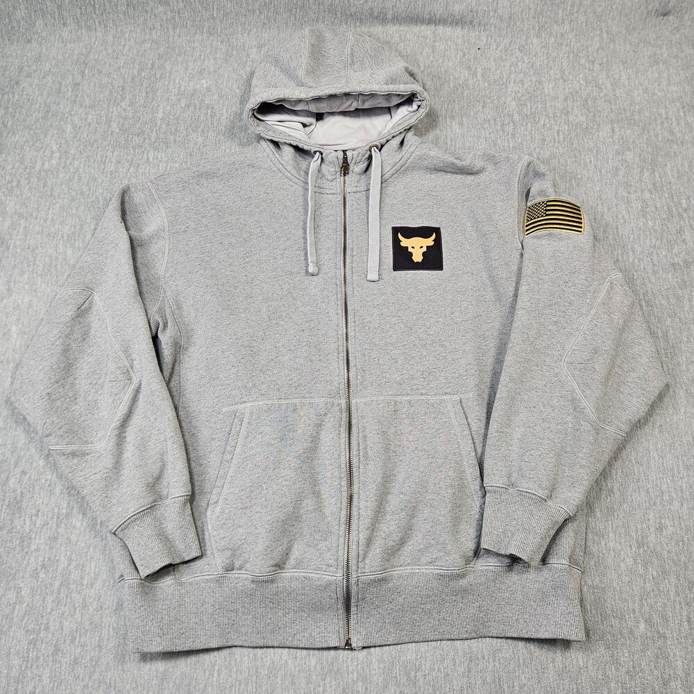 Under Armour Hoodie Mens 2XL Gray Full Zip Project Rock Heavyweight Fleece